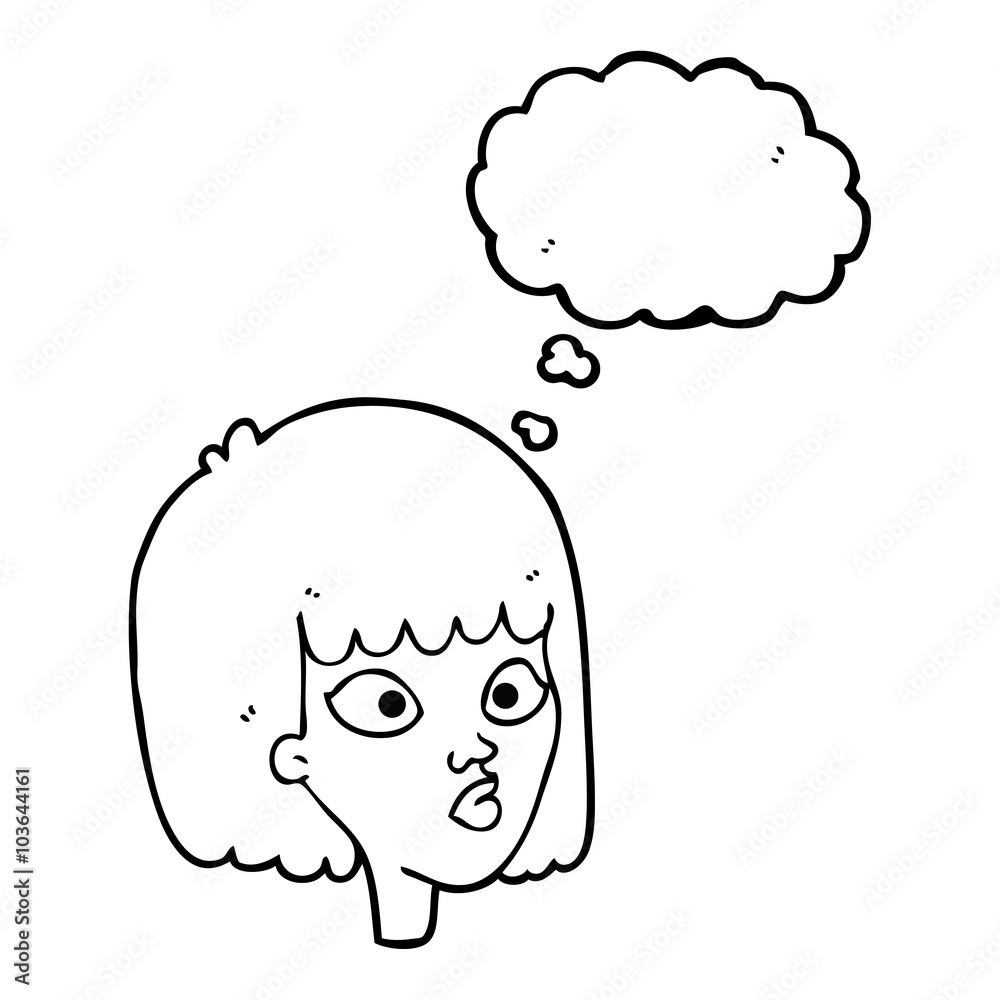 thought bubble cartoon female face thought bubble cartoon female face