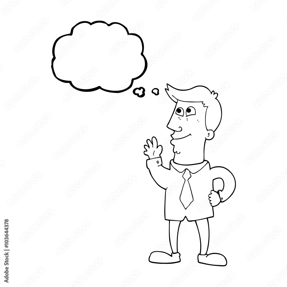 thought bubble cartoon waving man thought bubble cartoon waving man