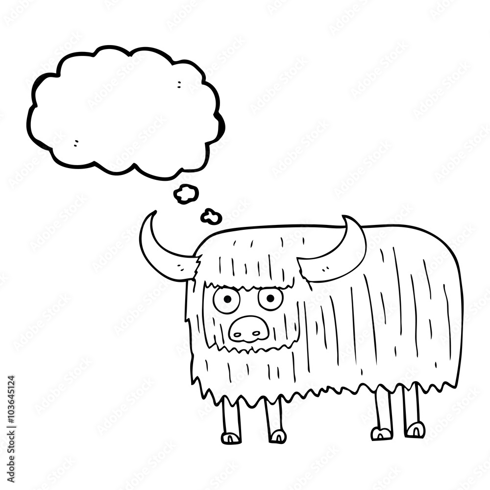 Obraz premium thought bubble cartoon hairy cow