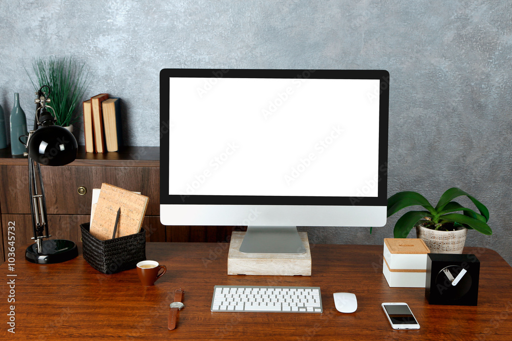 Comfortable workplace with modern computer Comfortable workplace with modern computer