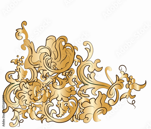 Dramatic fall of baroque style ornaments. Vector