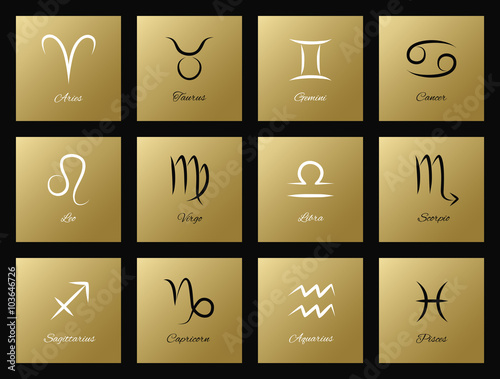 Vector set of icons with zodiac signs