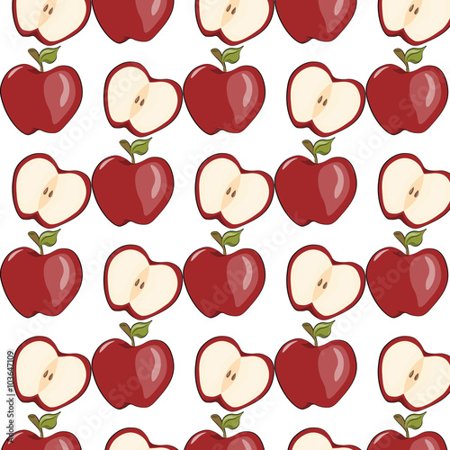 Red apple pattern. Vector