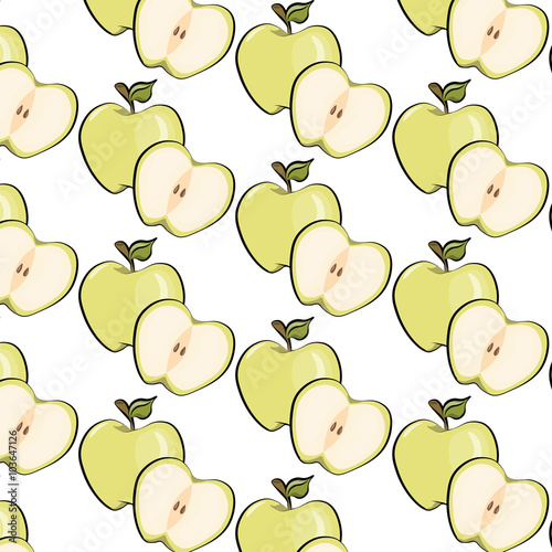 Green apple pattern. Vector