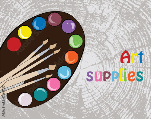 Art supplies for school or college. Vector