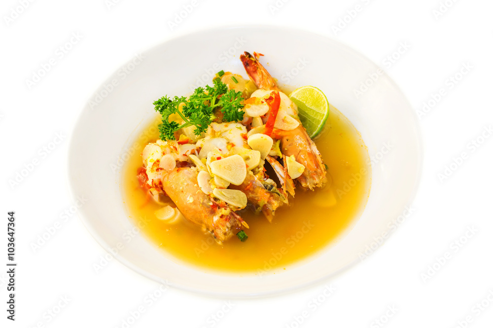 Boiled king prawns with garlic Boiled king prawns with garlic