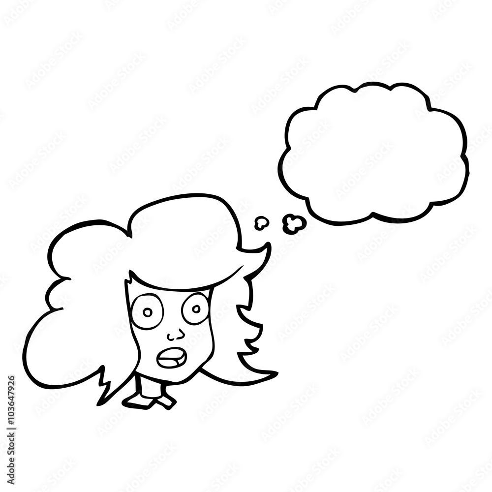 thought bubble cartoon surprised female face thought bubble cartoon surprised female face