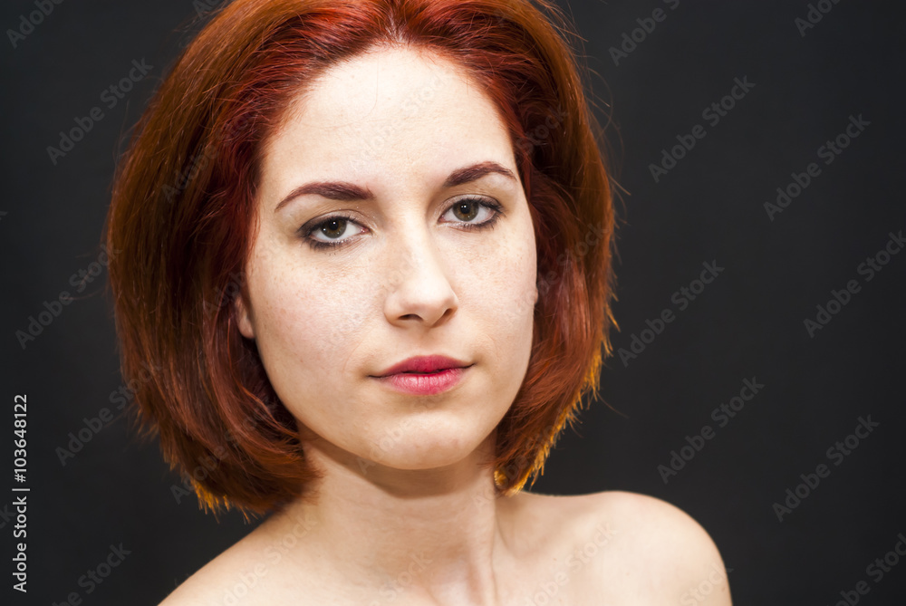 Fototapeta premium Portrait of Beautiful Young Haired Woman