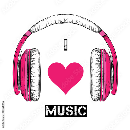 The image of the headphones. Vector illustration.