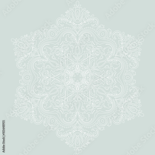 Oriental vector pattern with arabesques and floral elements. Traditional classic ornament with white outlines