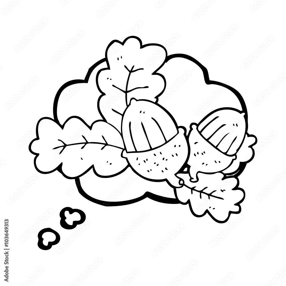 Fototapeta premium thought bubble cartoon acorns and leaves