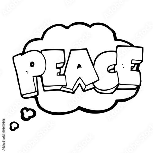 thought bubble cartoon word peace