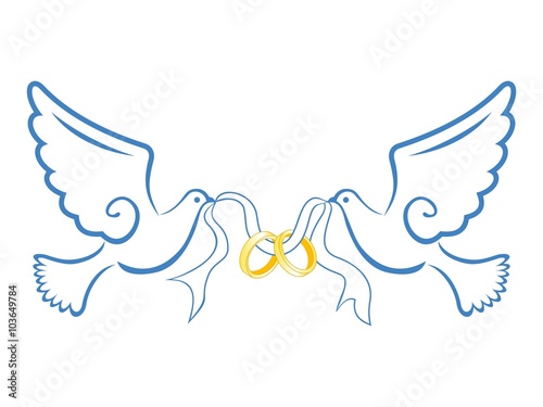 Wedding Dove With Ring Blue Color Type 2
