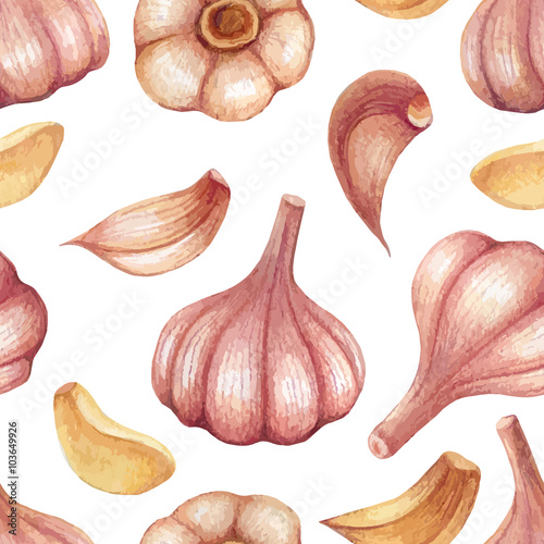 Seamless pattern with garlic