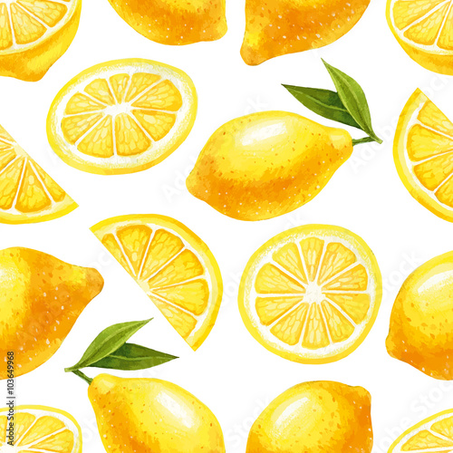 Seamless pattern with lemons