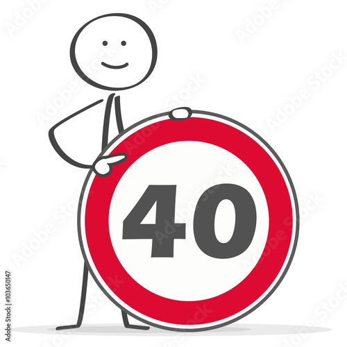 Strichmännchen deutet auf die 40
