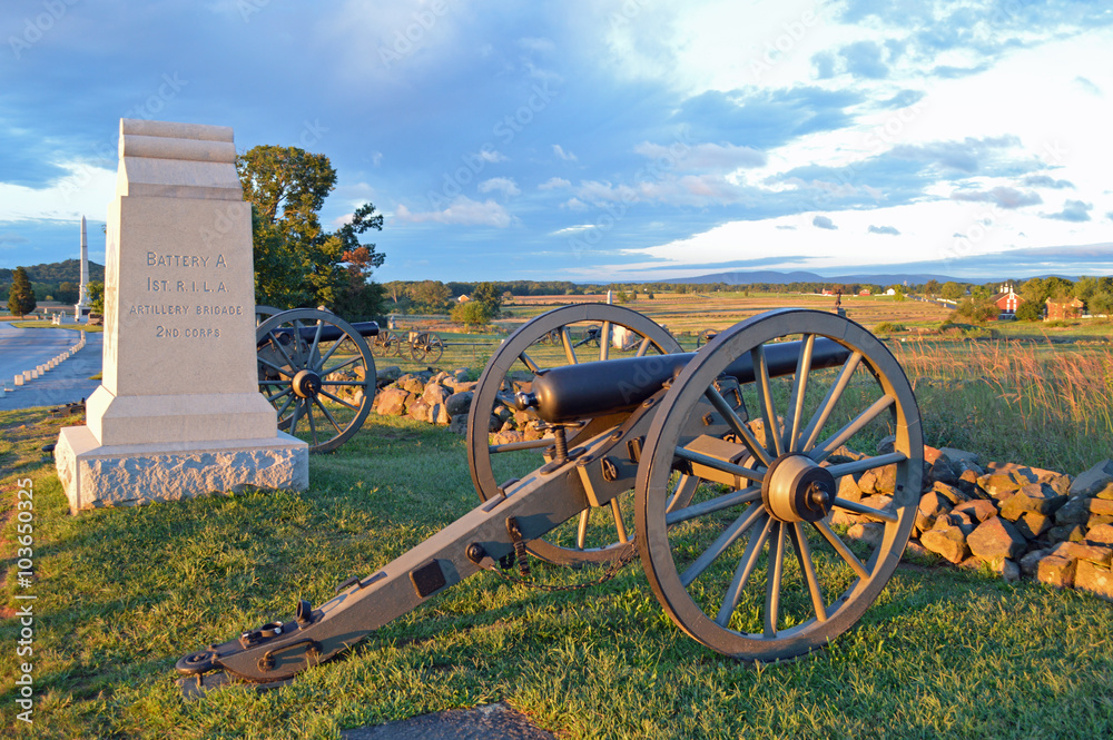 Tableau sur toile Driving tour at Gettysburg National Battlefield, Pennsylvania