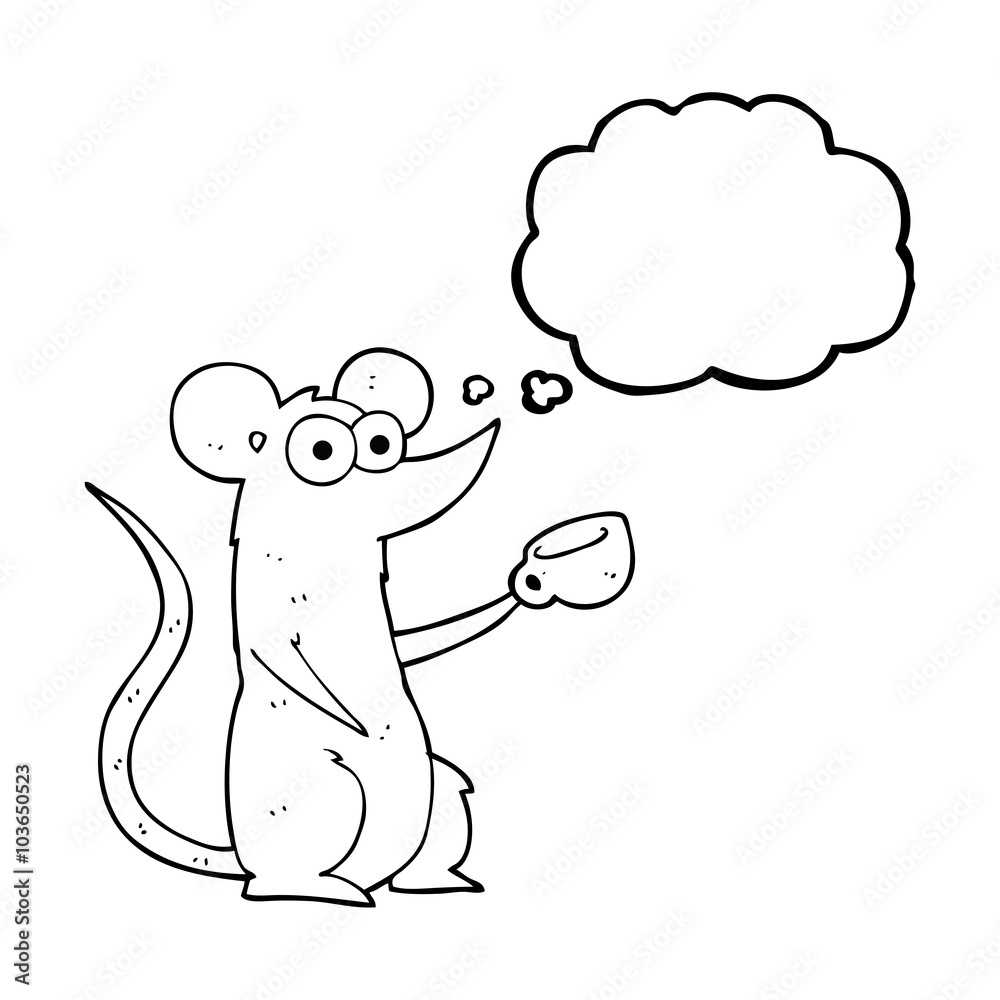 thought bubble cartoon mouse with coffee cup thought bubble cartoon mouse with coffee cup