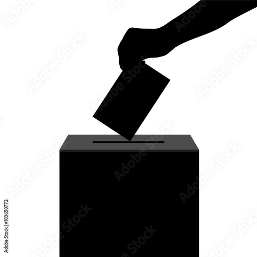 hand casts ballot in the ballot box in elections silhouette