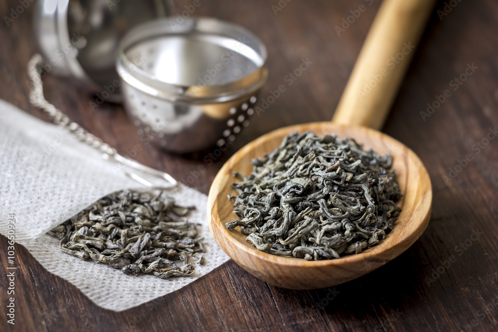 Utensils for preparing tea on the table