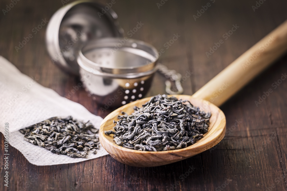Utensils for preparing tea on the table