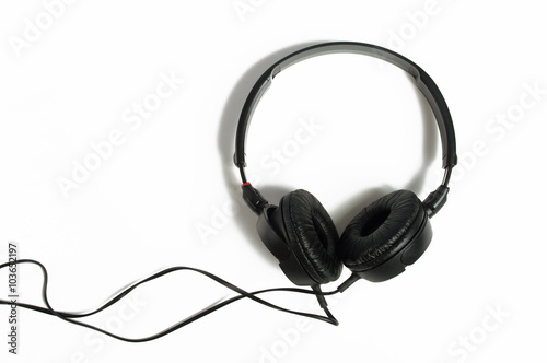 headphones black for listening to music on a white background