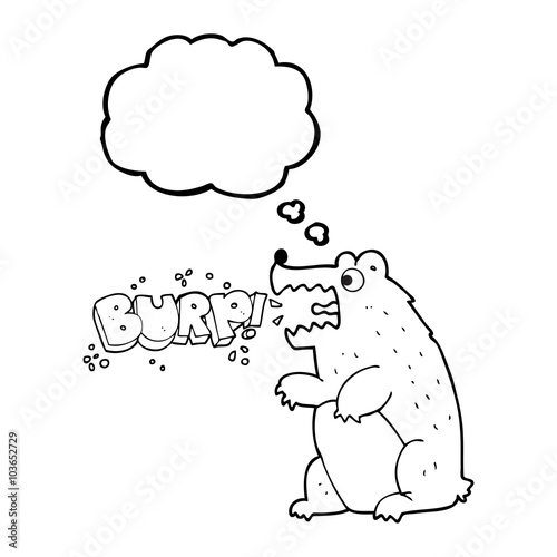 thought bubble cartoon bear burping