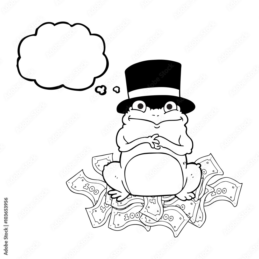 thought bubble cartoon rich frog in top hat thought bubble cartoon rich frog in top hat