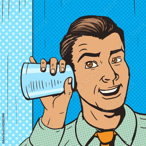 Man eavesdropping pop art vector