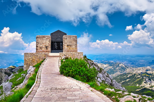 Canvas Print The mausoleum of Njegos located on the top of the Lovcen