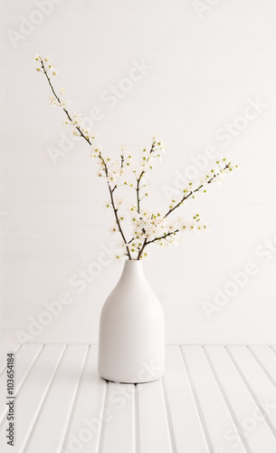 Vase with cherry blossom