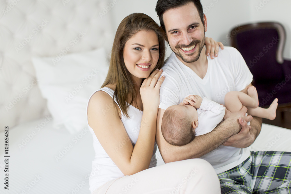 Happy family with newborn baby Happy family with newborn baby