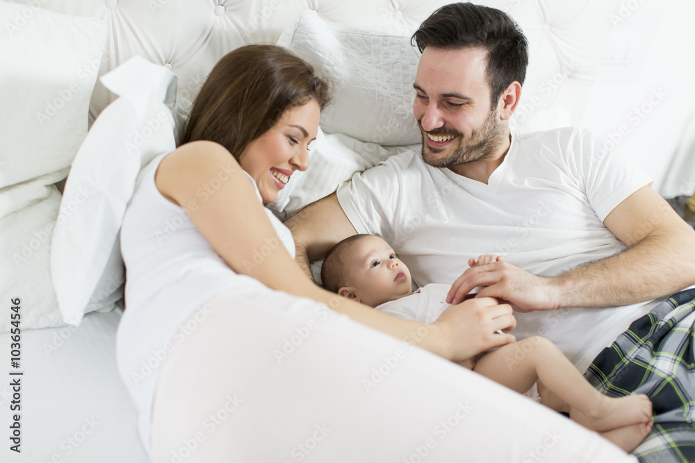 Happy family with newborn baby Happy family with newborn baby