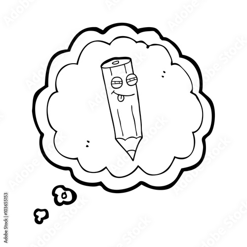 sly thought bubble cartoon pencil