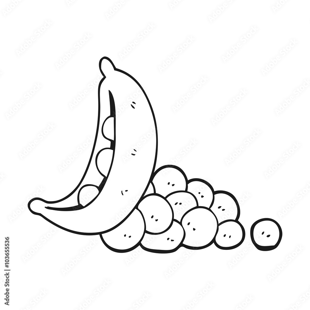 black and white cartoon peas in pod Stock Vector | Adobe Stock