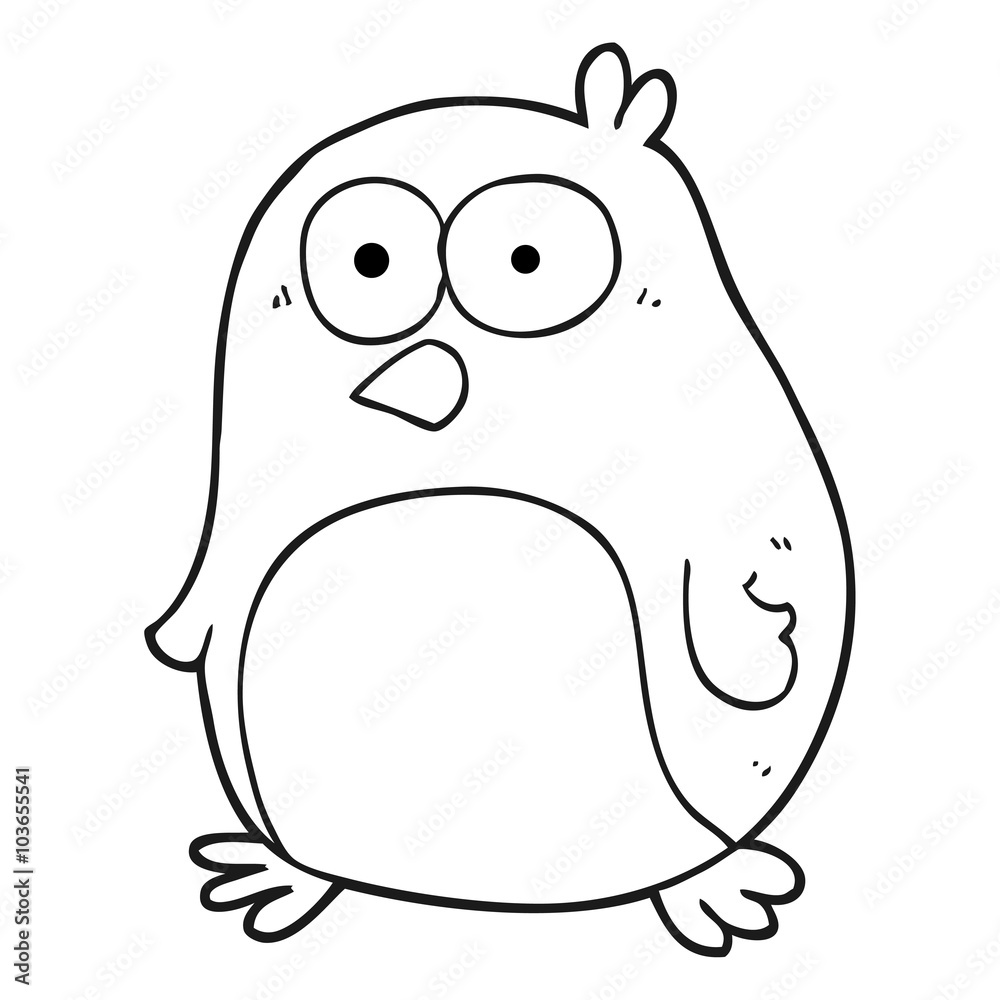 black and white cartoon robin