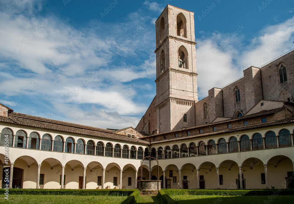 Cloister of San Domenico, Perugia, Italy. Horizontal