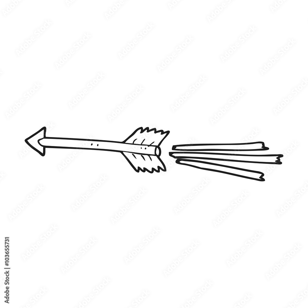 black and white cartoon flying arrow black and white cartoon flying arrow