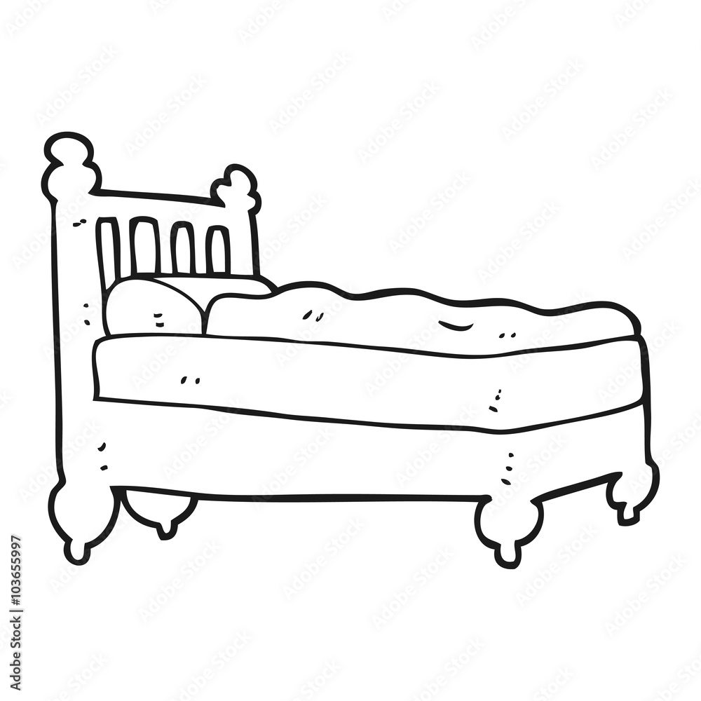 black and white cartoon bed Stock Vector | Adobe Stock