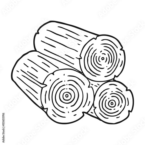 black and white cartoon logs