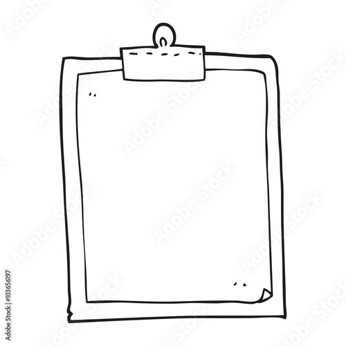 black and white cartoon clipboard