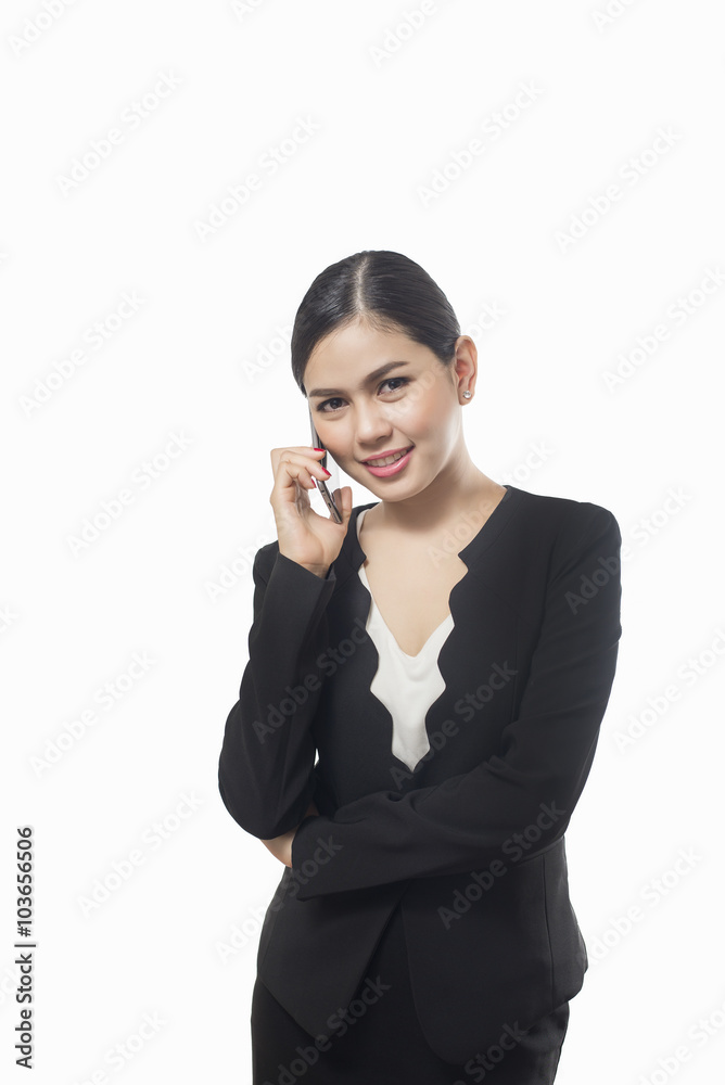 business woman using smart phone isolated on white background, business woman using smart phone isolated on white background,
