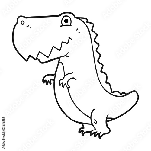 black and white cartoon dinosaur