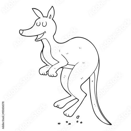 black and white cartoon kangaroo