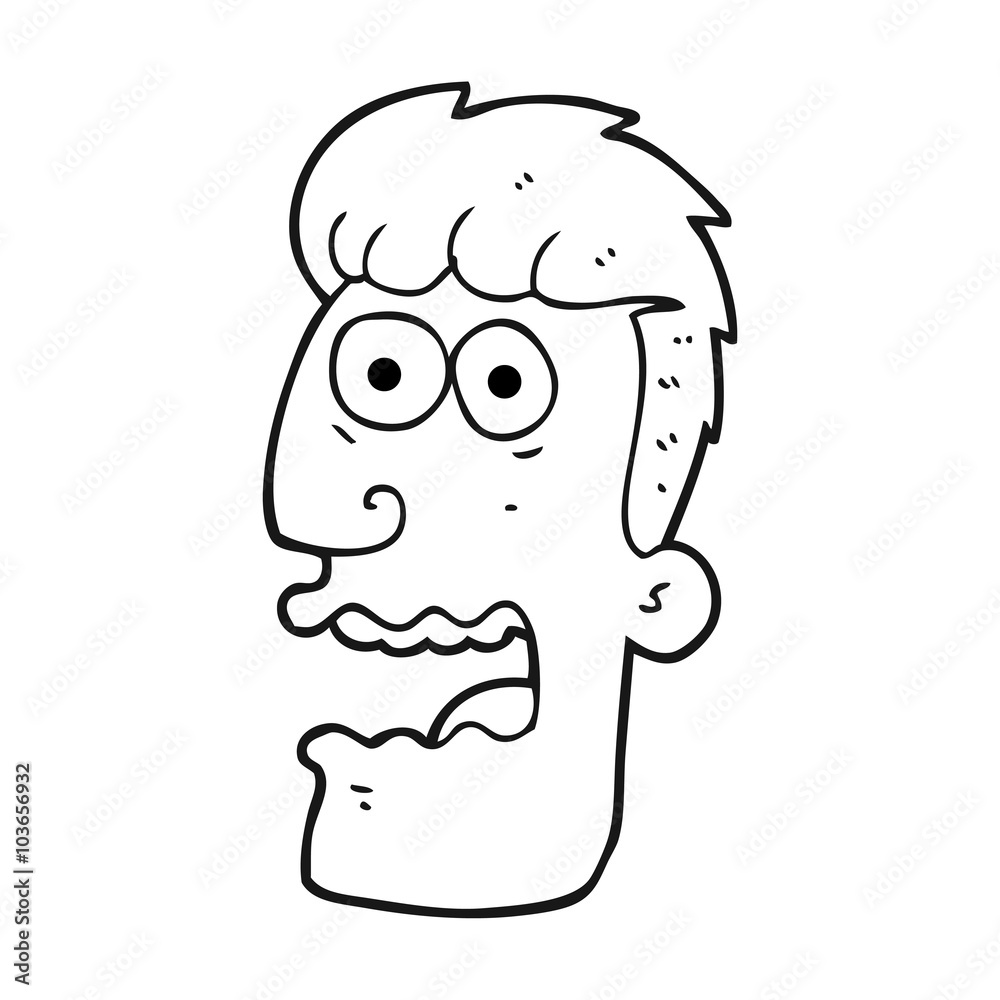 black and white cartoon shocked man black and white cartoon shocked man