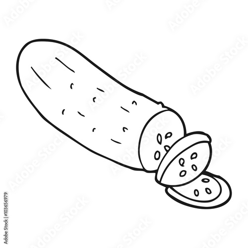 black and white cartoon sliced cucumber