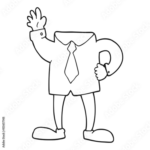 black and white cartoon headless businessman