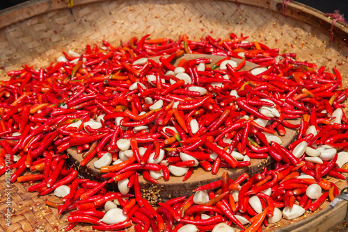 Red hot chili peppers with garlic for china sauce