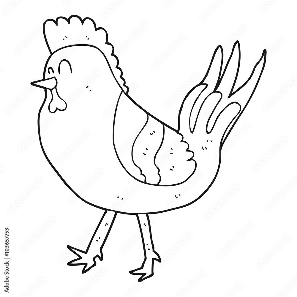 Fototapeta premium black and white cartoon chicken