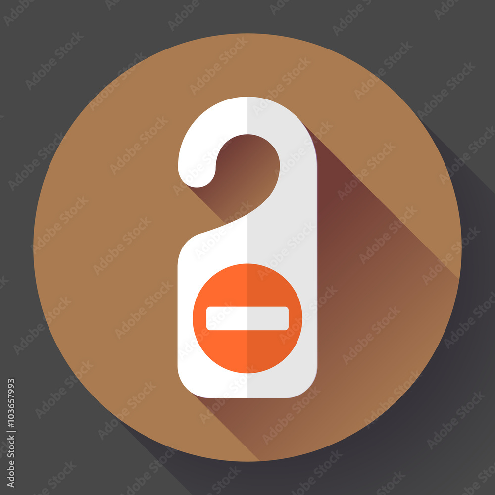 hanger sign do not disturb icon with long shadow. Flat design style. hanger sign do not disturb icon with long shadow. Flat design style.